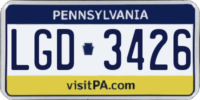 PA license plate LGD3426