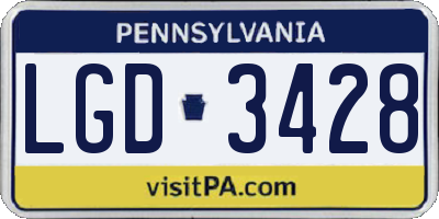 PA license plate LGD3428