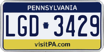PA license plate LGD3429
