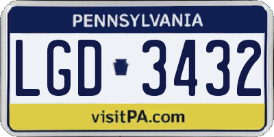 PA license plate LGD3432