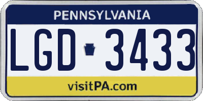 PA license plate LGD3433