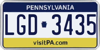 PA license plate LGD3435