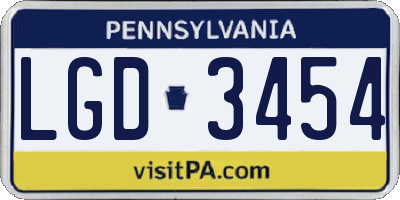 PA license plate LGD3454