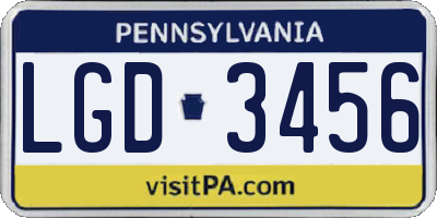 PA license plate LGD3456