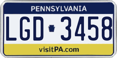 PA license plate LGD3458