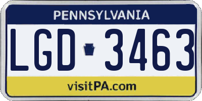 PA license plate LGD3463