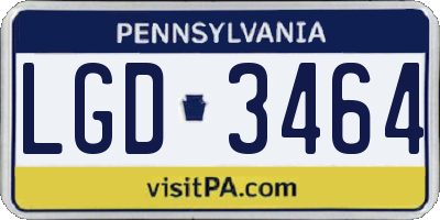 PA license plate LGD3464