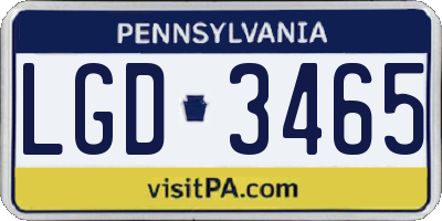 PA license plate LGD3465