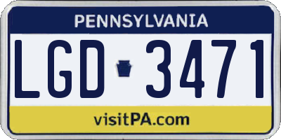 PA license plate LGD3471