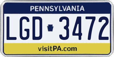 PA license plate LGD3472