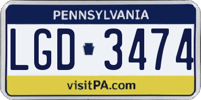 PA license plate LGD3474