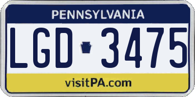 PA license plate LGD3475