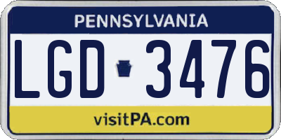 PA license plate LGD3476