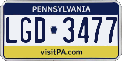 PA license plate LGD3477