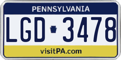 PA license plate LGD3478