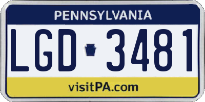 PA license plate LGD3481