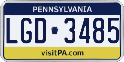PA license plate LGD3485