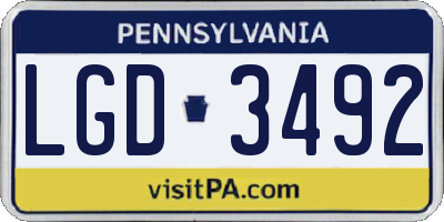 PA license plate LGD3492