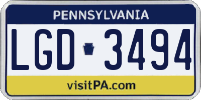PA license plate LGD3494