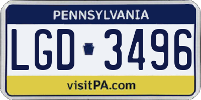 PA license plate LGD3496