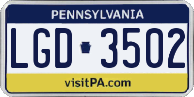 PA license plate LGD3502