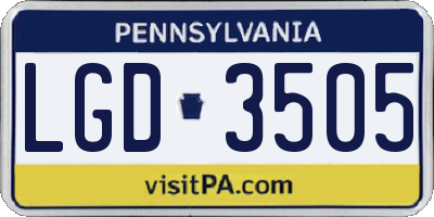 PA license plate LGD3505