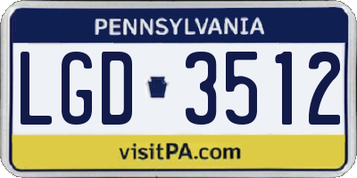 PA license plate LGD3512