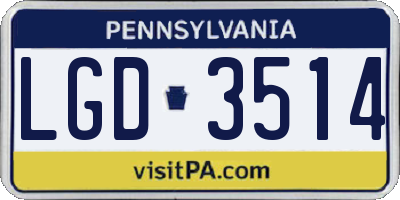 PA license plate LGD3514