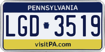 PA license plate LGD3519