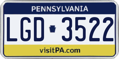 PA license plate LGD3522
