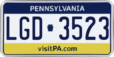 PA license plate LGD3523