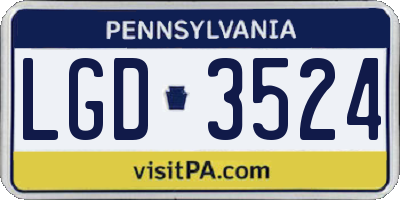 PA license plate LGD3524
