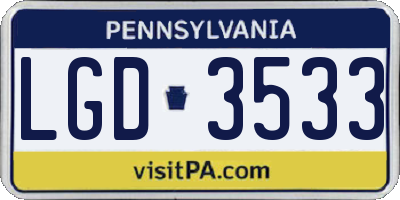 PA license plate LGD3533