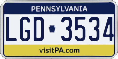 PA license plate LGD3534