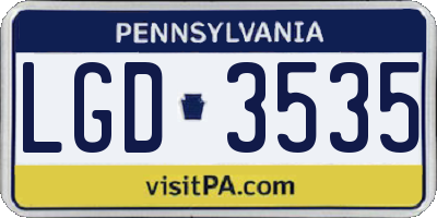 PA license plate LGD3535