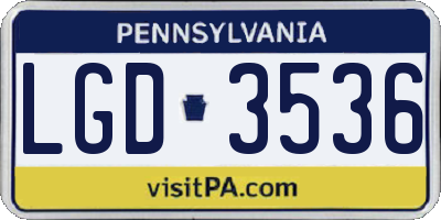 PA license plate LGD3536