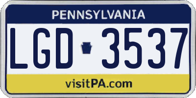 PA license plate LGD3537