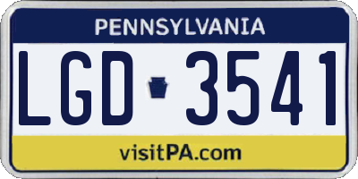 PA license plate LGD3541