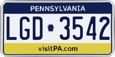 PA license plate LGD3542