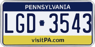 PA license plate LGD3543