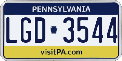PA license plate LGD3544