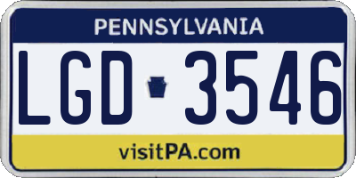 PA license plate LGD3546