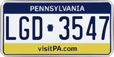 PA license plate LGD3547