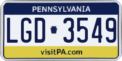 PA license plate LGD3549