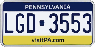 PA license plate LGD3553