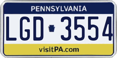 PA license plate LGD3554