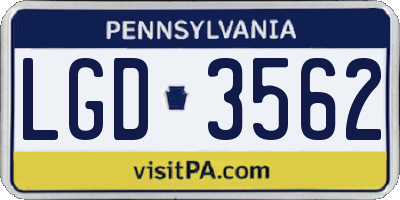 PA license plate LGD3562