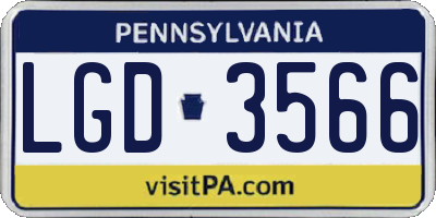 PA license plate LGD3566