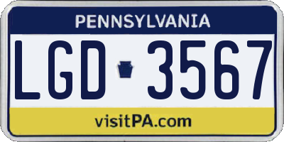 PA license plate LGD3567