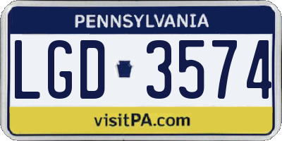 PA license plate LGD3574